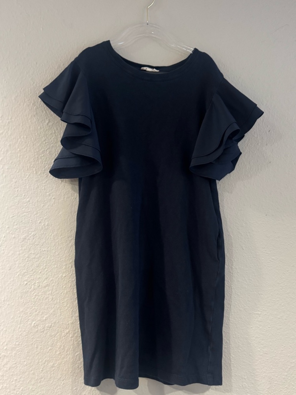 Hayden Navy Ruffle Sleeve Kids Dress